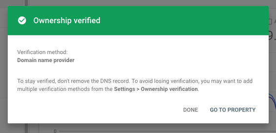 Google Search Console verification confirmation